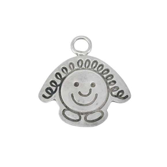 Save the Children Curly Hair Charm Pendant | Vintage Mexico Sterling Silver 925 - Picture 2 of 5